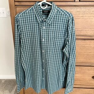 Nordstrom Men's Teal Plaid Button-Down Shirt